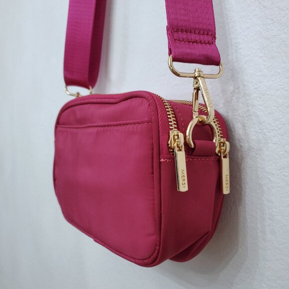 MERSI June Nylon Crossbody Bag in Magenta with Gold Hardware - Picture 9 of 15